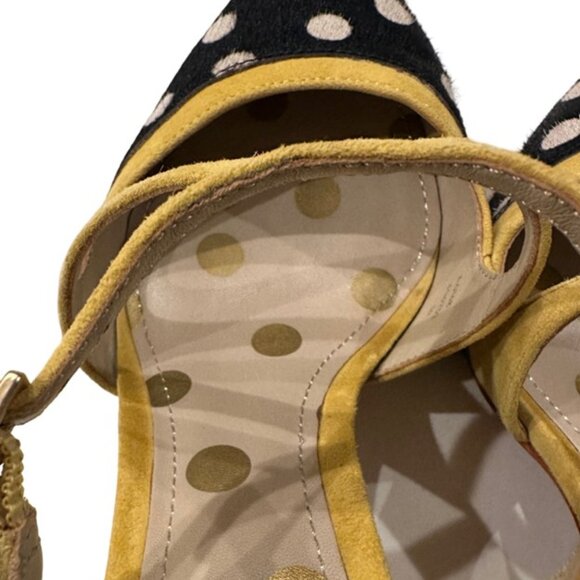 Boden Tisha Polka Dot Cow Hide and Yellow Suede Strappy Heels - Size 8.5 - Picture 12 of 16